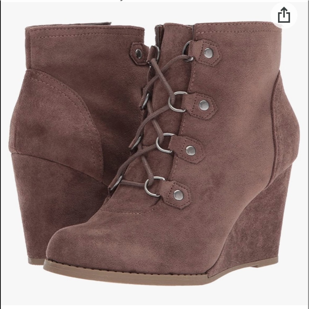 Madden girl Gaylee Ankle Wedge Brown boots SZ 9